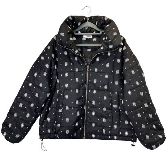 Sonoma Black & White Womens Puffer Jacket XS Drawstring Waist - Picture 1 of 5